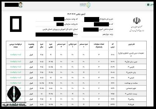 نحوه مشاهده و دریافت اعلام نتایج امتحان نهایی 1404